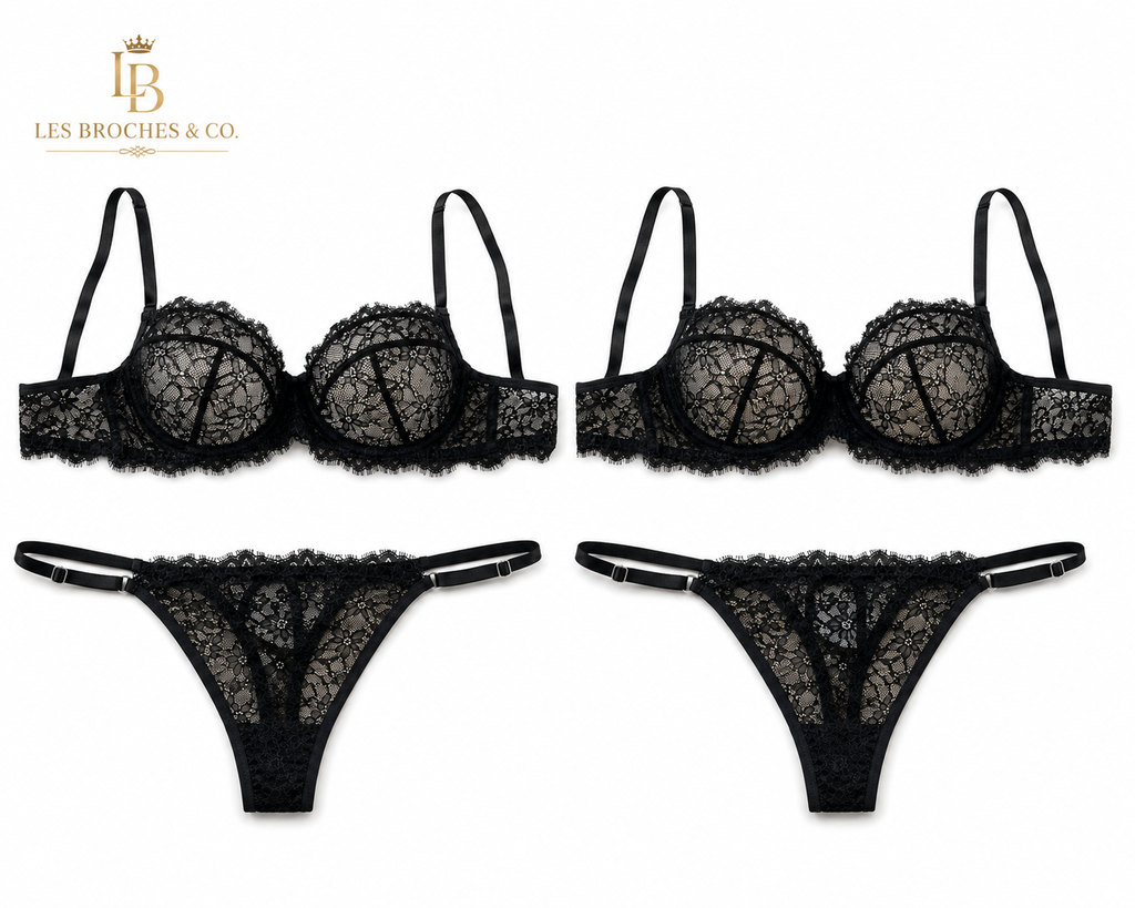 4pcs/ Sexy Lace Lingerie Set for Women – Bra & Panties, Lightweight Design