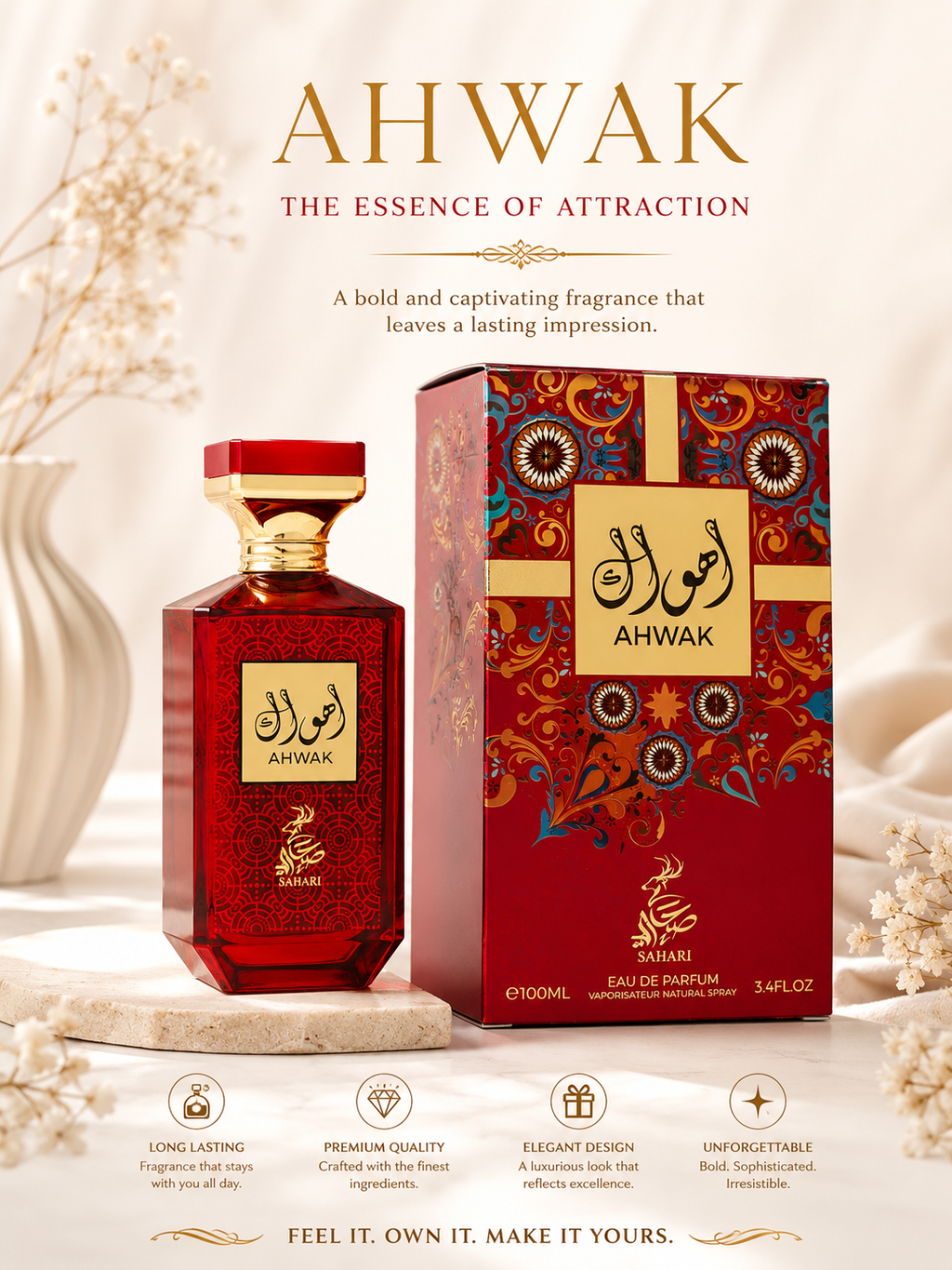 Ahwak By Sahari Eau De Parfum 3.4 FL OZ 100 ML For Women