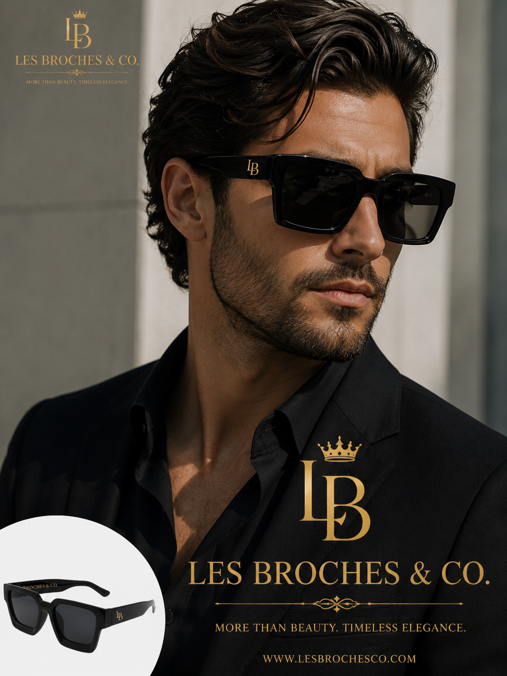 Les Broches & Co. Classic Black UV400 Eyewear (Unisex)