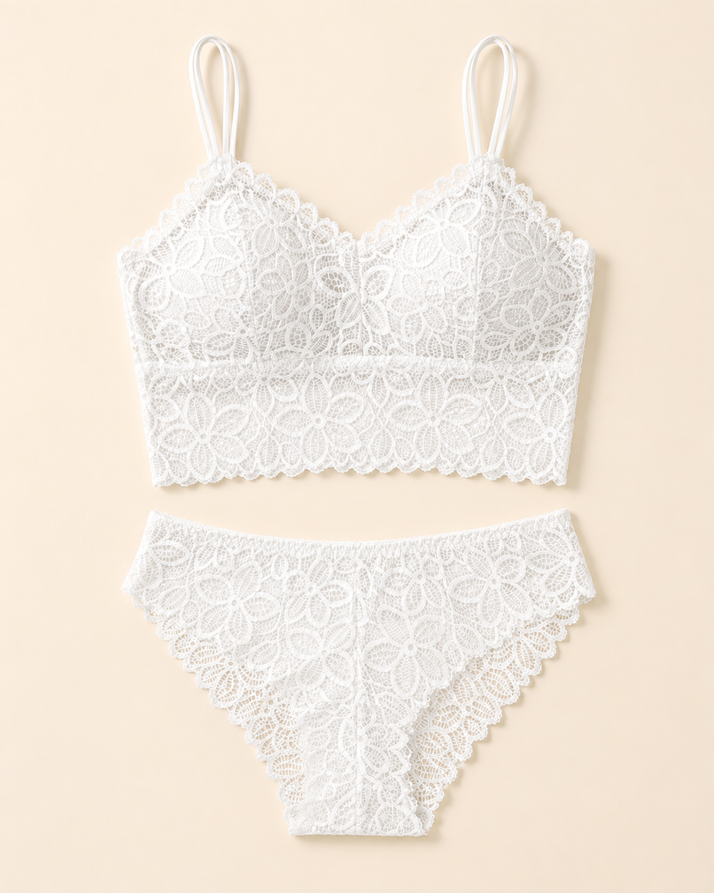 Women's Floral Lace Bralette & Panty Set – Romantic Seduction