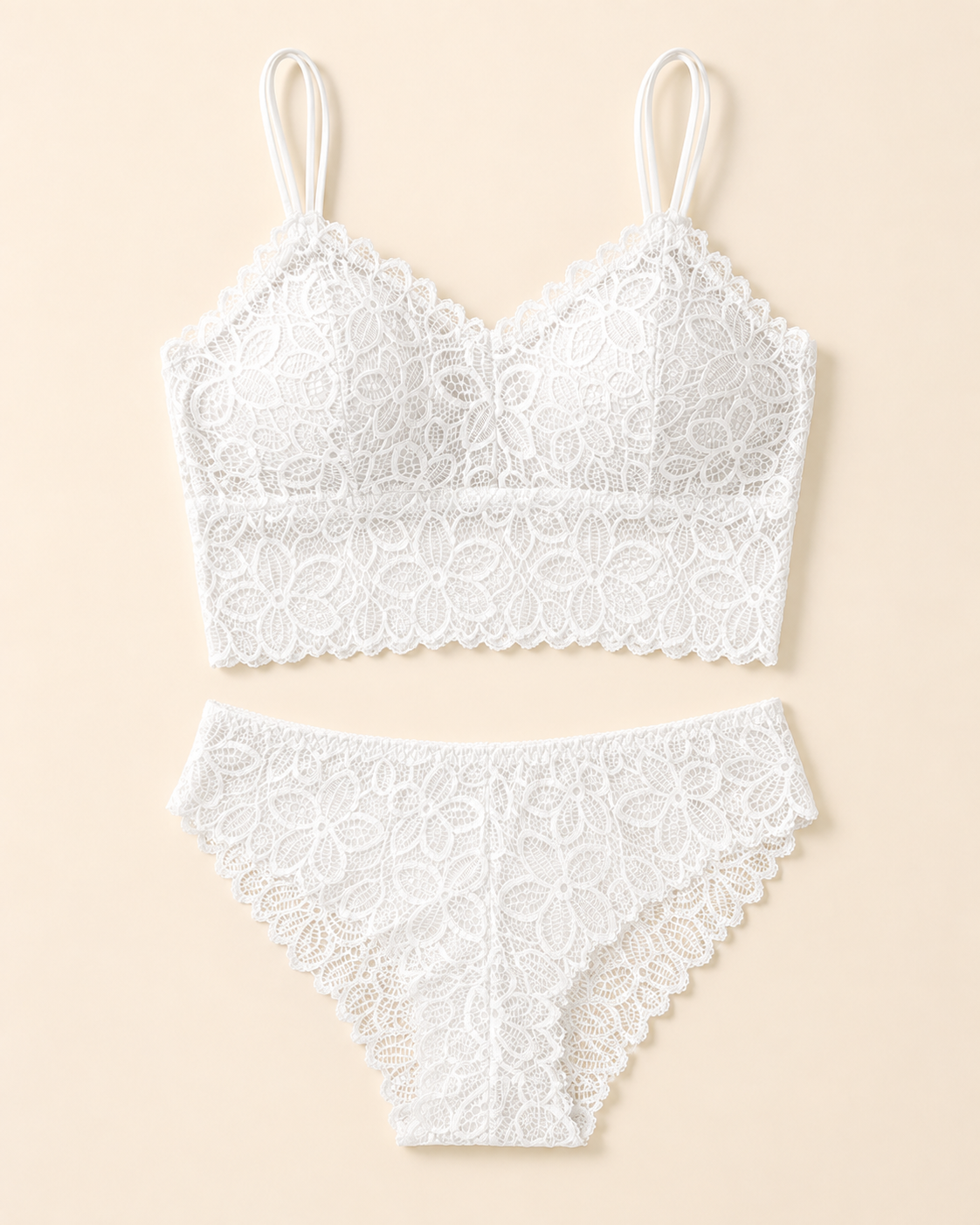 Women's Floral Lace Bralette & Panty Set – Romantic Seduction