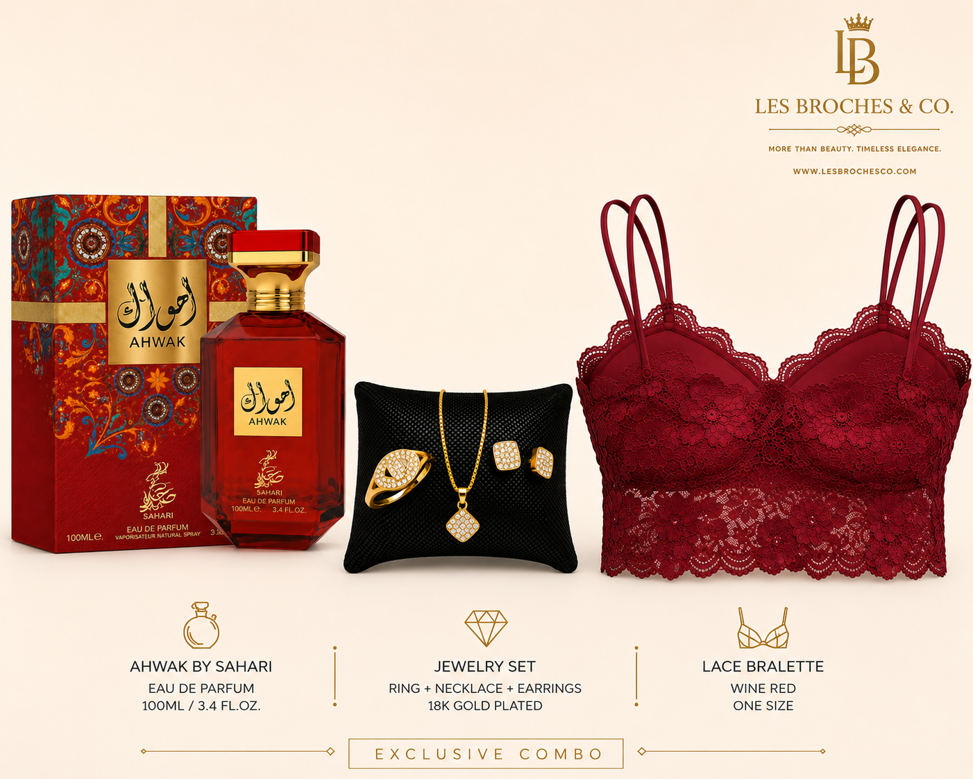Ruby Collection / perfect Holiday gifts/ (Wine-Red brasier+ Ahwak by Sahari + Jewelry)
