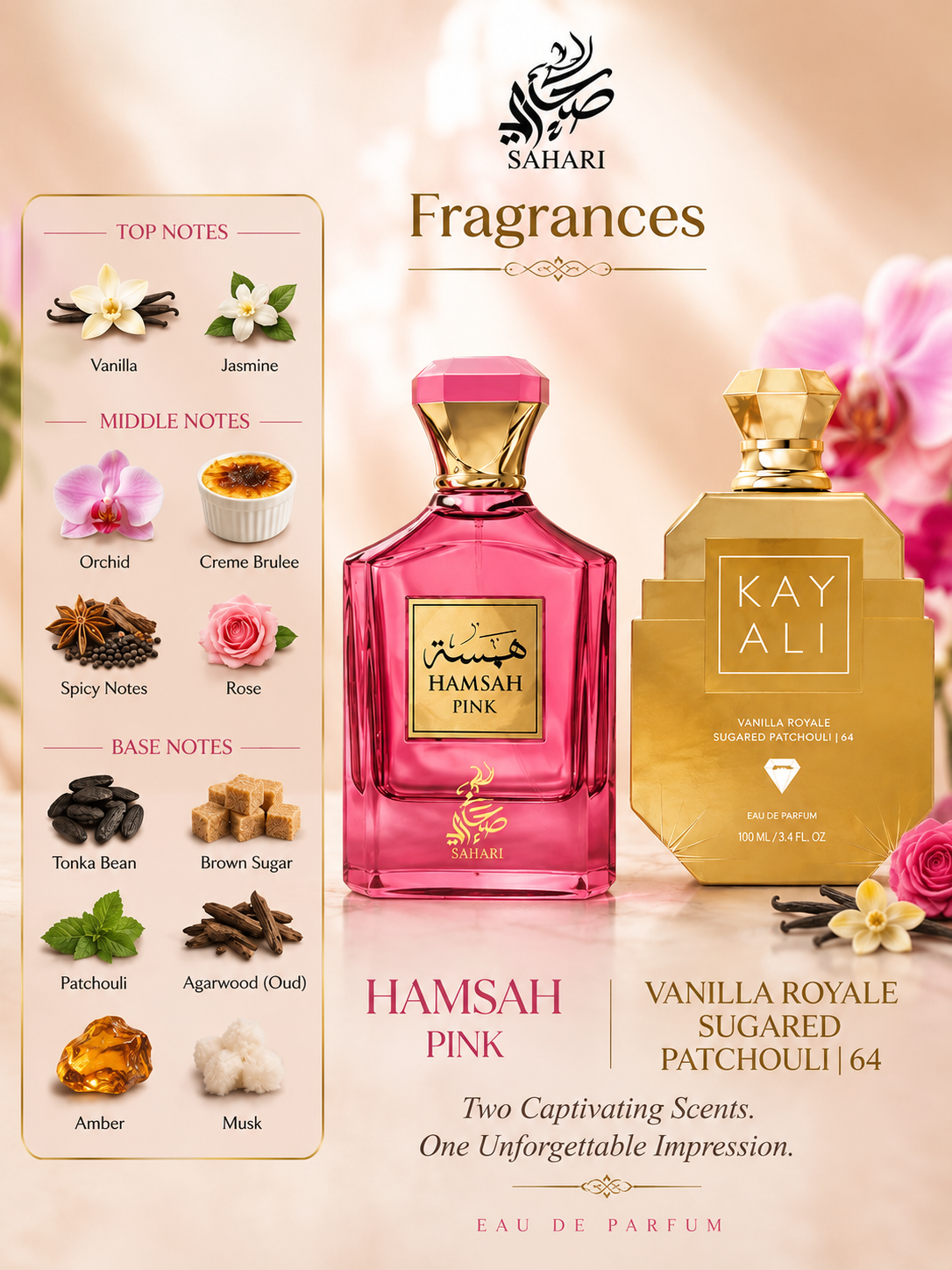 Hamsah Pink By Sahari Eau De Parfum 3.4 FL OZ 100 ML For Women