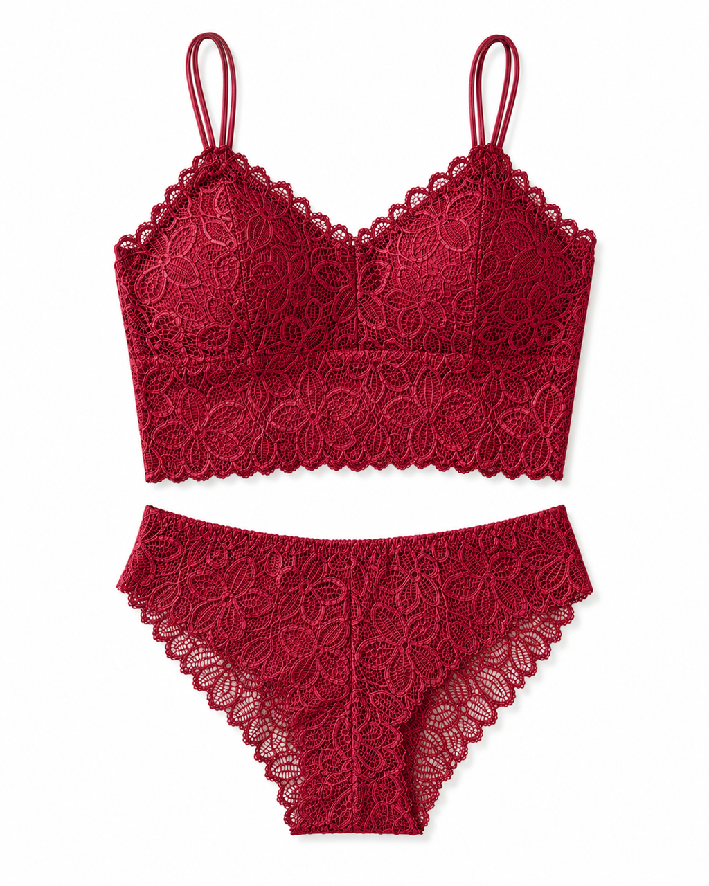 Women's Floral Lace Bralette & Panty Set – Romantic Seduction
