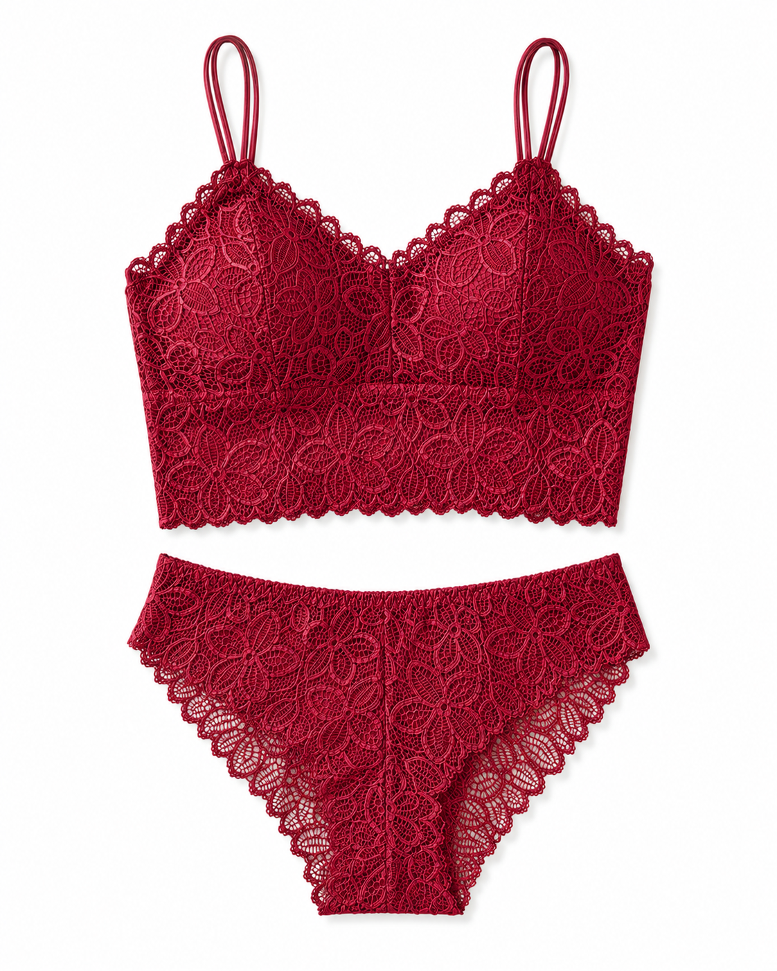 Women's Floral Lace Bralette & Panty Set – Romantic Seduction